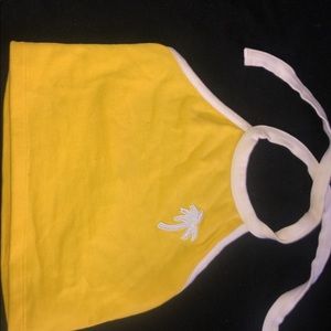 Yellow crop top with palm tree